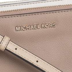 Pre Owned Michael Kors Two Tone Leather Double Zip Crossbody Bag