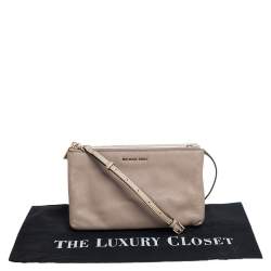 Pre Owned Michael Kors Two Tone Leather Double Zip Crossbody Bag