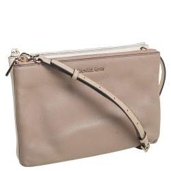 Pre Owned Michael Kors Two Tone Leather Double Zip Crossbody Bag