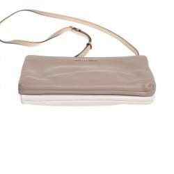 Pre Owned Michael Kors Two Tone Leather Double Zip Crossbody Bag