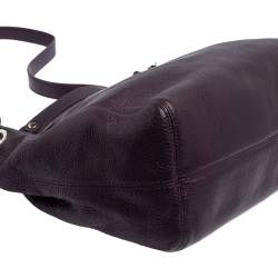 Pre Owned MICHAEL Michael Kors Purple Leather Medium Jet Set Chain Tote
