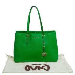 Pre Owned MICHAEL Michael Kors Green Saffiano Leather Large Jet Set Travel Tote