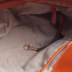 Pre Owned MICHAEL Michael Kors Orange Leather Medium Hamilton East West Tote