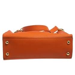 Pre Owned MICHAEL Michael Kors Orange Leather Medium Hamilton East West Tote