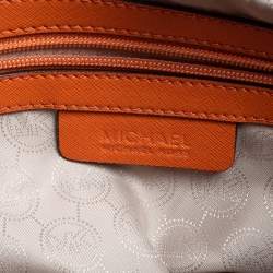 Pre Owned MICHAEL Michael Kors Orange Leather Medium Hamilton East West Tote