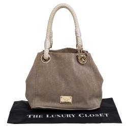 Pre Owned MICHAEL Michael Kors Beige/White Canvas Marina Grab Anchor Tote