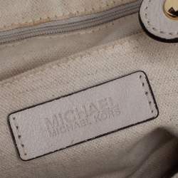 Pre Owned MICHAEL Michael Kors Beige/White Canvas Marina Grab Anchor Tote