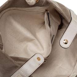 Pre Owned MICHAEL Michael Kors Beige/White Canvas Marina Grab Anchor Tote