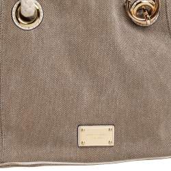 Pre Owned MICHAEL Michael Kors Beige/White Canvas Marina Grab Anchor Tote