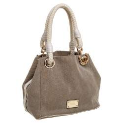 Pre Owned MICHAEL Michael Kors Beige/White Canvas Marina Grab Anchor Tote