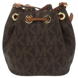 Pre Owned حيبة مايكل مايكل كورس جولز باكت كانفاس مقوى شعار بني