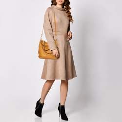 Pre Owned MICHAEL Michael Kors Tan Grained Leather Jet Set Chain Hobo