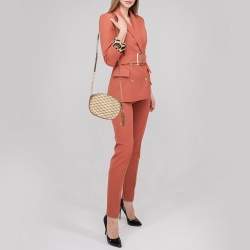 Pre Owned MICHAEL Michael Kors Beige/Tan Signature Coated Canvas and Leather Jet Set Crossbody Bag