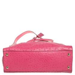 Pre Owned MICHAEL Michael Kors Pink Ostrich Embossed Leather Large Hamilton North South Tote