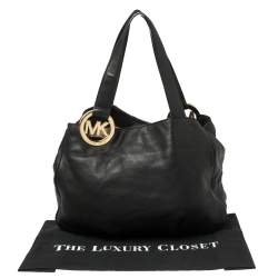 Pre Owned حقيبة يد توتس مايكل مايكل كورس فولتون جلد أسود 