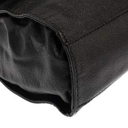 Pre Owned MICHAEL Michael Kors Black Pebbled Leather Padlock Flap Top Handle Bag