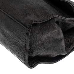 Pre Owned MICHAEL Michael Kors Black Pebbled Leather Padlock Flap Top Handle Bag