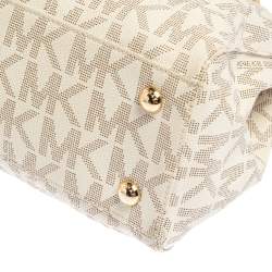 Pre Owned MICHAEL Michael Kors White Signature Coated Canvas Medium Cynthia Tote