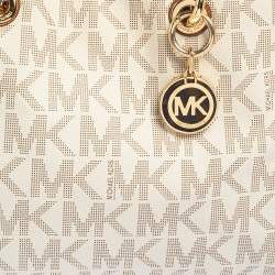 Pre Owned MICHAEL Michael Kors White Signature Coated Canvas Medium Cynthia Tote