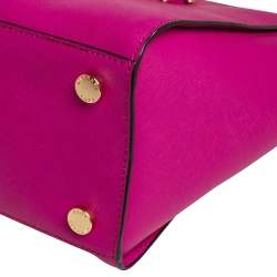 Pre Owned MICHAEL Michael Kors Fuchsia Saffiano Leather Large Selma Tote