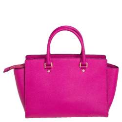 Pre Owned MICHAEL Michael Kors Fuchsia Saffiano Leather Large Selma Tote