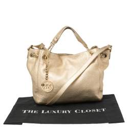 Pre Owned MICHAEL Michael Kors Metallic Gold Leather Jet Set Chain Tote