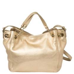 Pre Owned MICHAEL Michael Kors Metallic Gold Leather Jet Set Chain Tote
