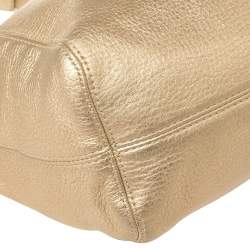 Pre Owned MICHAEL Michael Kors Metallic Gold Leather Jet Set Chain Tote