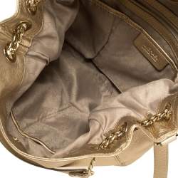 Pre Owned MICHAEL Michael Kors Metallic Gold Leather Jet Set Chain Tote