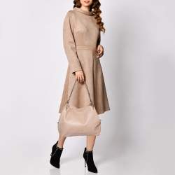 Pre Owned حقيبة كتف مايكل كورس لايتون جلد خوخي فاتح كبيرة