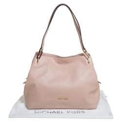 Pre Owned حقيبة كتف مايكل كورس لايتون جلد خوخي فاتح كبيرة
