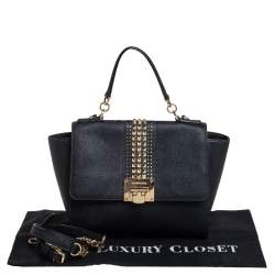 Pre Owned MICHAEL Michael Kors Black Leather Tina Studded Top Handle Bag