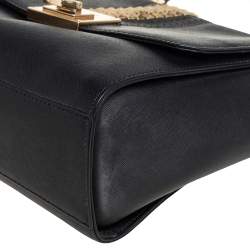 Pre Owned MICHAEL Michael Kors Black Leather Tina Studded Top Handle Bag