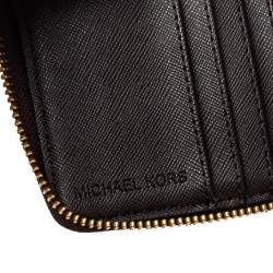  Michael Kors Brown Signature Coated Canvas Zip Around Compact Wallet