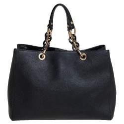 مملوكة مسبقًا MICHAEL Michael Kors Black Saffiano Leather Large Cynthia Tote