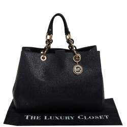 مملوكة مسبقًا MICHAEL Michael Kors Black Saffiano Leather Large Cynthia Tote