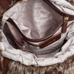 مملوكة مسبقًا MICHAEL Michael Kors Brown Faux Fur Drawstring Tote