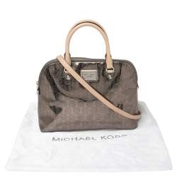 Pre Owned MICHAEL Michael Kors Metallic Signature Metallic Leather Cindy Satchel