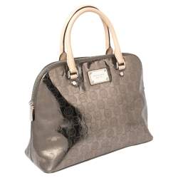Pre Owned MICHAEL Michael Kors Metallic Signature Metallic Leather Cindy Satchel