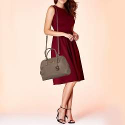 Pre Owned MICHAEL Michael Kors Dark Beige Leather Dome Satchel