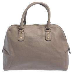 Pre Owned MICHAEL Michael Kors Dark Beige Leather Dome Satchel