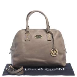 Pre Owned MICHAEL Michael Kors Dark Beige Leather Dome Satchel