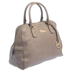 Pre Owned MICHAEL Michael Kors Dark Beige Leather Dome Satchel