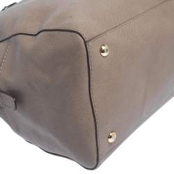 Pre Owned MICHAEL Michael Kors Dark Beige Leather Dome Satchel