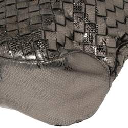 Pre Owned حقيبة هوبو مايكل مايكل كورس نيوبيري جلد مغزول فضي ميتاليك