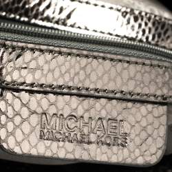 Pre Owned حقيبة هوبو مايكل مايكل كورس نيوبيري جلد مغزول فضي ميتاليك