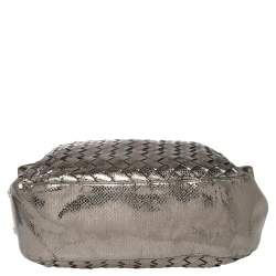 Pre Owned حقيبة هوبو مايكل مايكل كورس نيوبيري جلد مغزول فضي ميتاليك