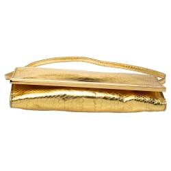 مملوكة مسبقًا حقيبة كلتش مايكل مايكل كورس لانا جلد نقشة الثعبان ذهبي ميتالك