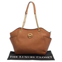 مملوكة مسبقًا حقيبة كتف مايكل مايكل كورس سلسلة جت ست جلد بني