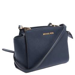 مملوكة مسبقًا حقيبة كروس مايكل مايكل كورس سيلما جلد أزرق كحلي صغيرة